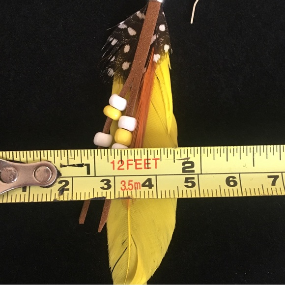Yellow Feather Native Style Earrings - Picture 7 of 8